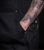 Heavy-Duty schwarze Canvas-Küchenschürze mit Telefon-/Stiftfach, abnehmbaren Küchentuchringen und Sweatshirt-Stil Tasche