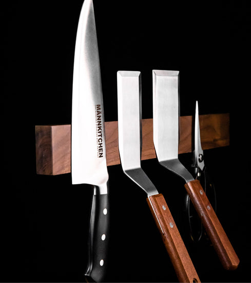 Extra krachtige magnetische messenstrip - natuurlijk zwart walnoot met zeldzame aard-neodymiummagneten